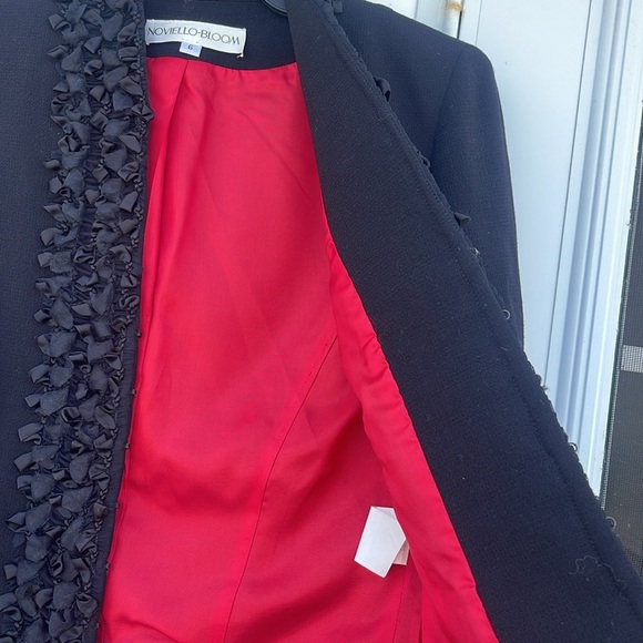Novello-Bloom - vintage wool jacket - ruffled ribbon accented - size 6 - Picture 4 of 9